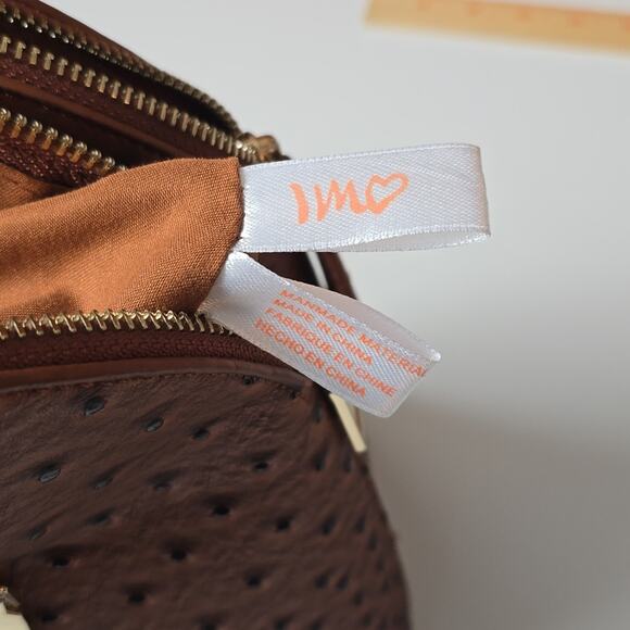 Imoshion Ostrich Brown Crossbody Bag Faux Leather Studded Large Purse Tote Boho - Picture 14 of 14